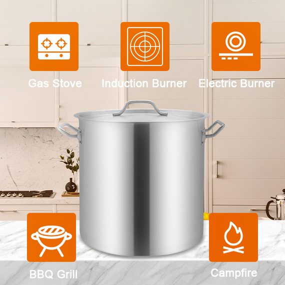 Wholesale Large Capacity Stainless Steel Kitchen Stock Pot