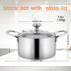 DaoSheng Tri-Ply Stainless Steel Glass Lid Stock Pot