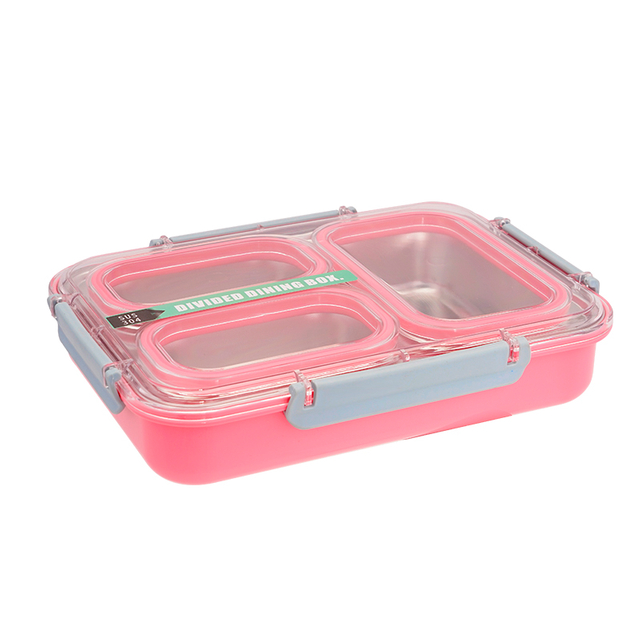 DaoSheng Pink School 3 Grids Lunch Box 