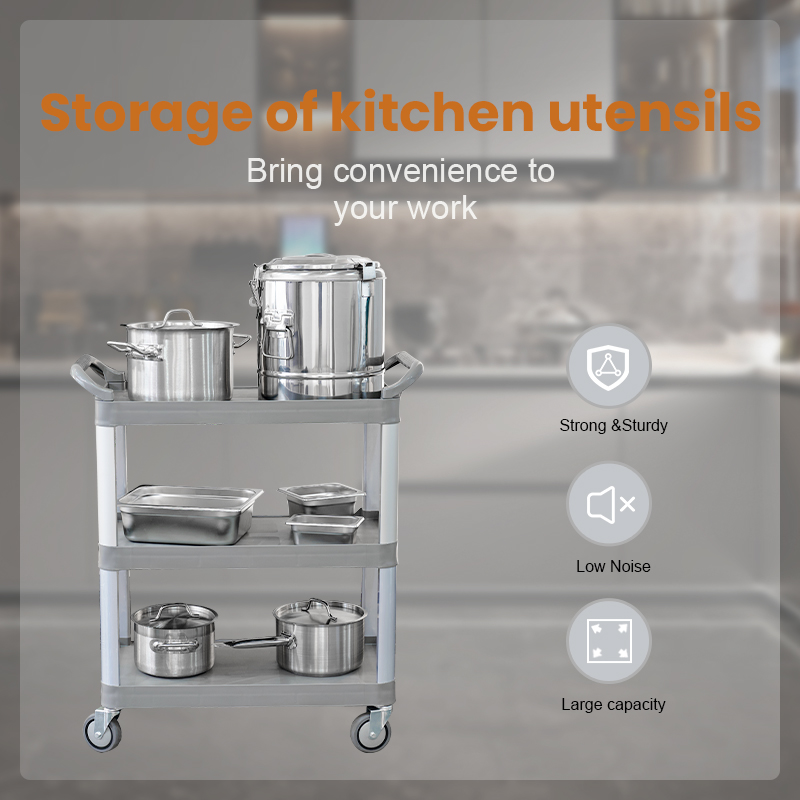 DaoSheng Commercial 3 Tiers Plastic Kitchen Trolley