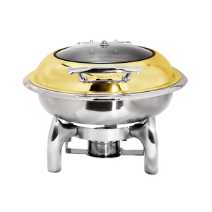 DaoSheng 6L Gold Stainless Steel Round Chafing Dish