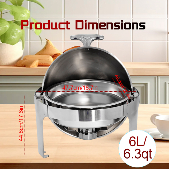 DaoSheng 6L Stainless Steel Alcohol Heated Round Food Warmer