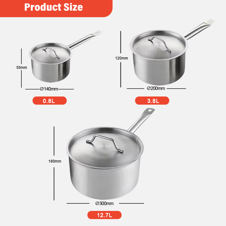 DaoSheng Short Body Stainless Steel Non Stick Sauce Cooking Pot