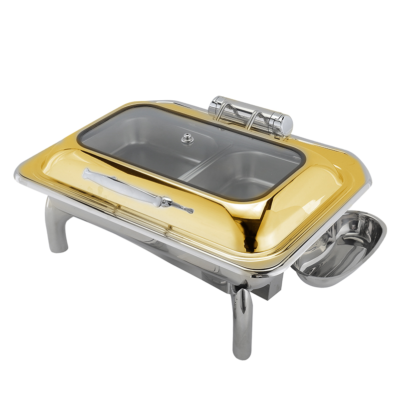 DaoSheng 9L Gold Stainless Steel Rectangle Chafing Dish