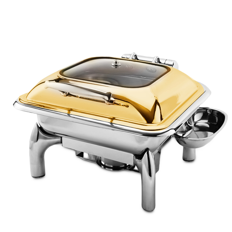 DaoSheng 6L Gold Restaurant Square Chafing Dish