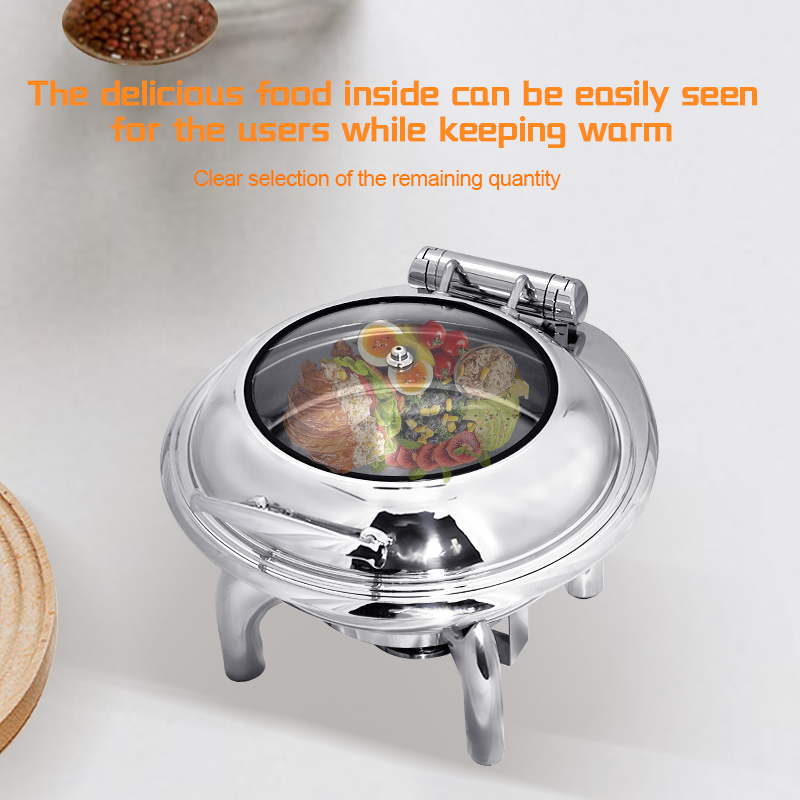 DaoSheng 6L Gold Stainless Steel Round Chafing Dish